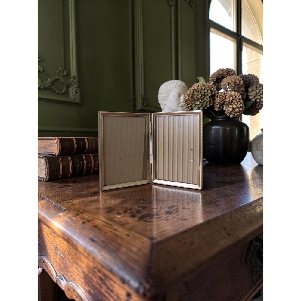 Vintage 1960s Double Frame Foldable Brass Photo Frame - 3" x 5" Picture Frames